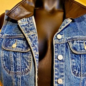 Jean and leather vest